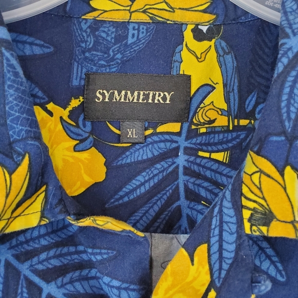 Symmetry USNA 68 Naval Academy Parrot  Tropical Bird Hawaiian Shirt Size XL Mens - Picture 10 of 12